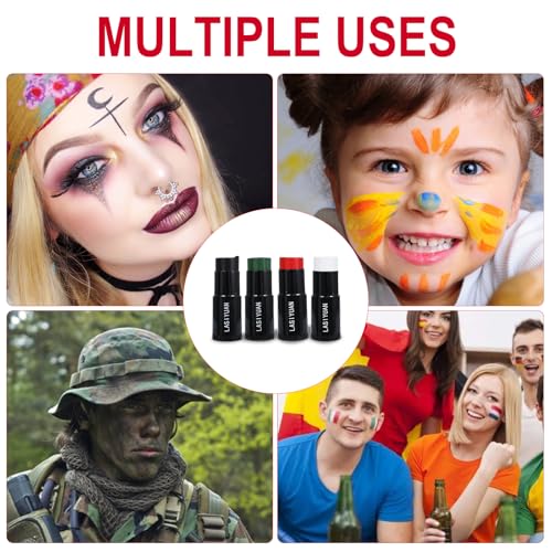 Face Body Paint Stick (BLACK+WHITE+GEEEN)£¬Water Resistant Sports Body Makeup Athletes Softball£¬ Professional Halloween Face Makeup Kit £¬for Halloween costume£¬ Zombie Clown Vampire