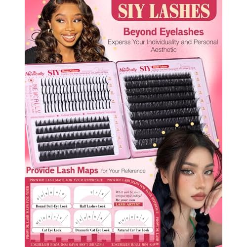 SIY Lash Clusters with Spikes Manga Volume Individuals DIY Lash Extension 100D Eyelash Extension 10-19MM Anime D-Curly 3D Look Thick Eyelash Clusters by Newcally