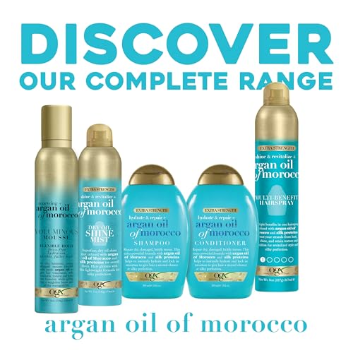 OGX Extra Strength Hydrate & Repair + Argan Oil of Morocco Shampoo for Dry, Damaged Hair, Cold-Pressed Argan Oil to Moisturize & Smooth, Paraben-Free, Sulfate-Free Surfactants, 25.4 Fl Oz