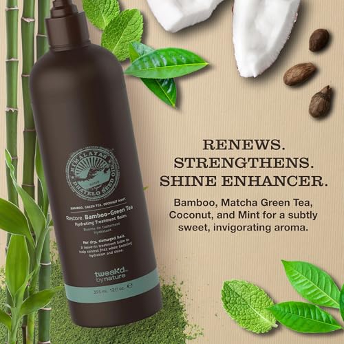 Tweak¡¯d by Nature - Restore Bamboo-Green Tea Hydrating Leave In Hair Treatment, Strengthening Hair Serum, Invigorating Green Tea, Bamboo, and Coconut Scent, Cruelty Free (12 ounces)
