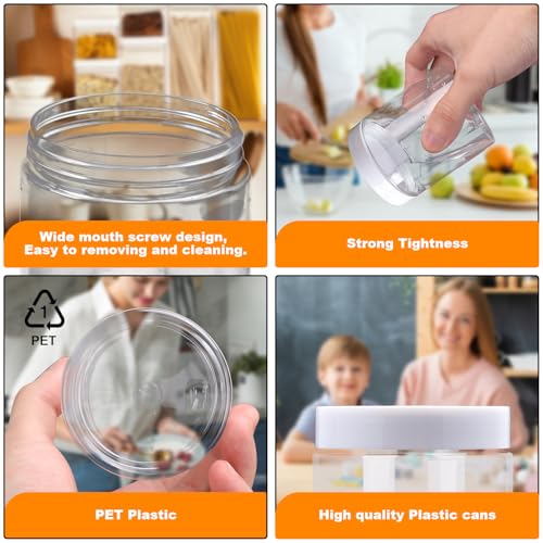 30 Packs 8 oz Clear Plastic Jars with White Lids, 8 oz Cosmetic Containers jars with Wide-Mouth for beads, rhinestones, sequins Cosmetics, Lotion, Cream, Ointments and More by KUKLIPJIM. (Clear)