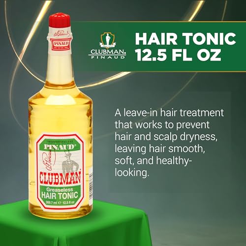 Clubman Pinaud Hair Tonic ? Classic Greaseless Men¡¯s Grooming Hair Tonic for Men, Stimulates Scalp & Revitalizes Hair Without Grease, 12.5 fl oz