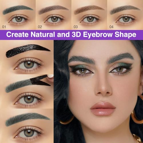Eyebrow Tattoo Peel Off Tint Gel for Women, Black Peel Off Eyebrow Tint with Tweezer, Last Up to 3 Days, Waterproof, Fuller & Defined (01#Black, 1Pcs)