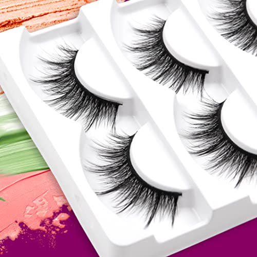 Eliace False Eyelashes Natural look Cat Eye Lashes Wispy Strips 3D Mink Lashes Fake Eyelashes Volume Fluffy Thick,Thin Soft Band Comfortable Dramatic Cross Wispy Lash Reusable,15 Pairs Alice Style