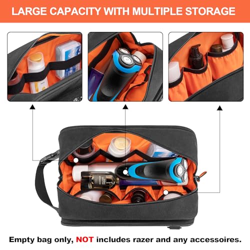 Tactical Toiletry Travel Bag for Men, Dopp Kit Shaving Organizer Case for Toiletries, Shower and Grooming Care Accessories, Black (Empty Bag Only, Patent Design)