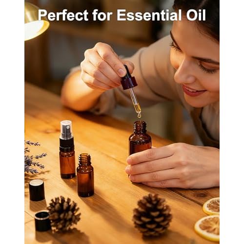 KEYWING 36 Pack Small Amber Glass Spray Bottles for Essential Oils, 2oz Empty Fine Mist Mini Spray Bottles, Refillable Containers for Hair, Travel, Plants, Cleaning, Skin Care