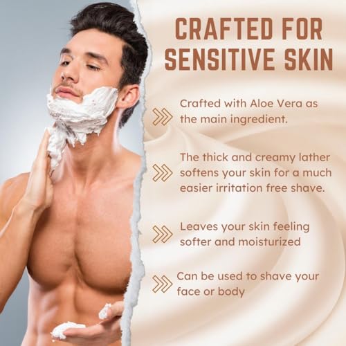 G.B.S Sandalwood Shaving Cream for Sensitive Skin, Hydrates, Nourishes for Close Smooth Shave, Protects Skin from Cuts, Bumps, Redness and Irritation (Pack of 3)