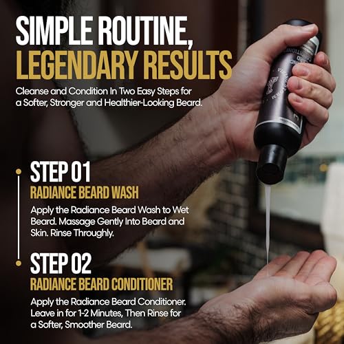 The Beard Struggle - Radiance Beard Wash & Conditioner Bundle for Men - Platinum Collection - Pack of 2, Surtr's Fury - Nourish, Cleanse, Softens, & Strengthens Beard
