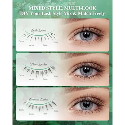 3 in 1 DIY Lower Cluster Lashes 0.07mm C Curl 5-8mm Natural Volume Individual Bottom Lash Clusters Reusable Soft Lightweight Thin Band Eyelashes for Daily Makeup (MEBDIYM3-001,304 Pcs)