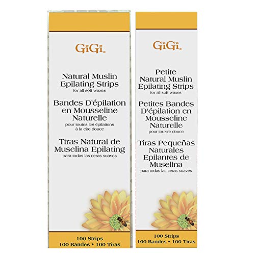GiGi Waxing Strips for Hair Waxing/Hair Removal, Petite & Small Muslin Strips, 100 Strips each, 2 Pack