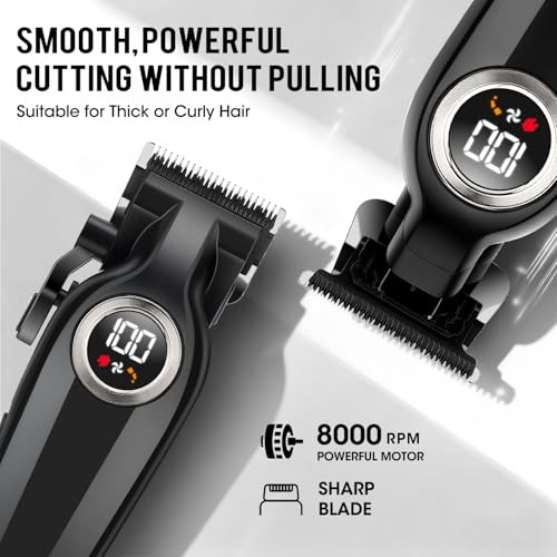 Professional Hair Clippers for Men,Cordless Barber Clippers and Trimmers Set with LED Display, Rechargeable Mens Electric Beard Trimmer,Self Haircut Fade Kit & Clipper Oil