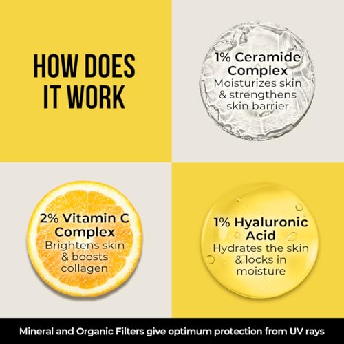 Dr. Sheth's Ceramide & Vitamin C Sunscreen SPF 50+ PA+++ | One Step Routine for Summer | For Women & Men | UVA UVB Sun Protection | 1.76 Oz / 50g