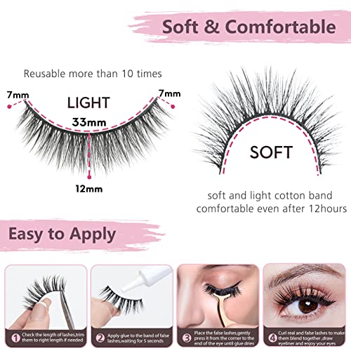 SONAFEEL False Lashes Natural Look Eye Lashes Pack Short Natural Eyelashes Wispy Strip Lashes Small Crisscross Daily Fake Eyelashes Reusable Faux 3d Mink Lashes Pesta?as Postizas Naturales