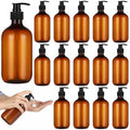 15 Pcs Amber Soap Dispenser - 16.9 oz Empty Plastic Pump Bottles, Refillable Shampoo Dispenser, Reusable Containers for Lotion, Body Wash & Dish Soap, Ideal for Bathroom, Kitchen & Travel Use