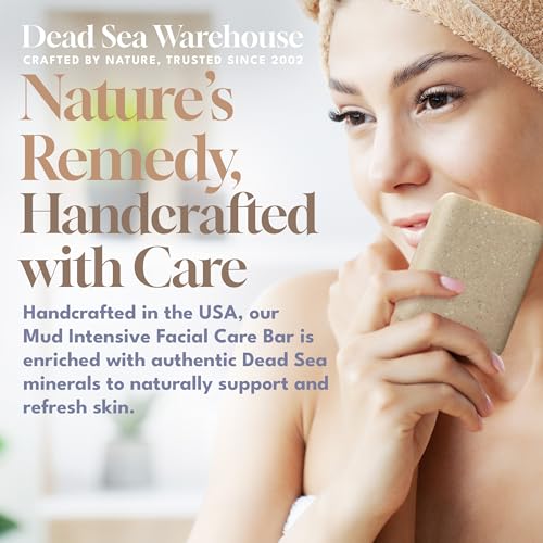 Dead Sea Soap MUD INTENSIVE Facial Care Bar - Face Soap for Women and Men - Purifying Dead Sea Mud - For Balanced & Clear Skin, Handmade & Unscented -5.2 oz