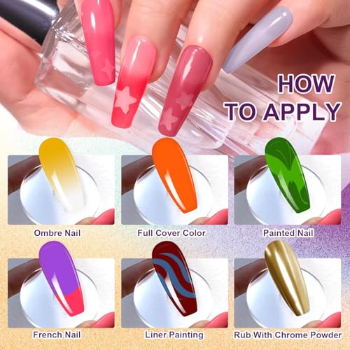Gradient Painting Gel Set, 24 Bright Pink Blue Colors Ombre Gel Nail Polish for Pigment Pat Nail Gel Kit, Silky Texture, French Manicure DIY Nail Art, No-wipe Soak of UV