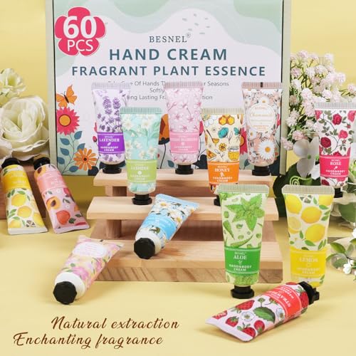 60 Pack Hand Cream Gift Set For Women, Mini Hand Lotion Travel Size in Bulk for Dry Cracked Hands, Mothers Day Gifts,Teacher Appreciation Gifts,Thanksgiving Gift, Bridesmaid Gift,Party Favors