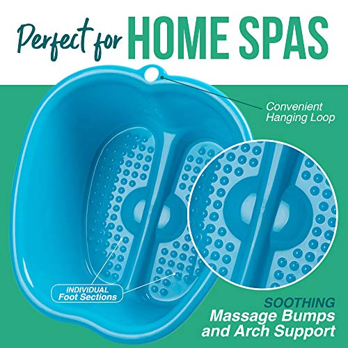 AllSett Health Foot Soaking Bath Basin ? Large Size for Soaking Feet | Pedicure and Massager Tub for at Home Spa Treatment | Callus, Fungus, Dead Skin Remover, Blue