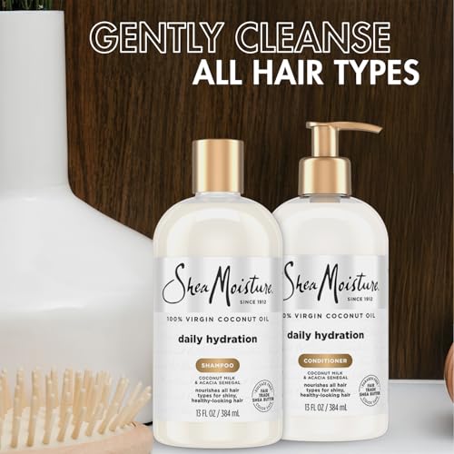 SheaMoisture Shampoo & Conditioner Set, Daily Hydration with Pure Coconut Oil ? New Look, Improved Creamy Lather, Cruelty-Free, 13 Oz Ea