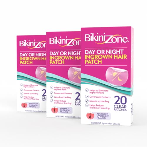 Bikini Zone Ingrown Hair Patches, Hydrocolloid Treatment for Day/Night Use, 20 Count 3 Pack