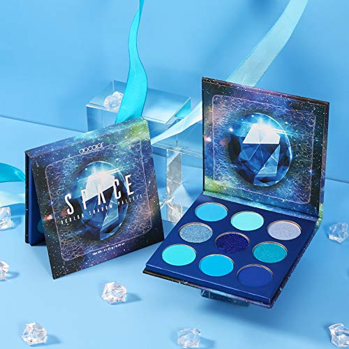 docolor Eyeshadow Palette 9 Colors Blue Eyeshadow Gemstone Shadow Palette Highly Pigmented Mattes Shimmers Naked Smokey Glitter Cream Colorful Powder Blendable Long Lasting Waterproof Makeup Palette