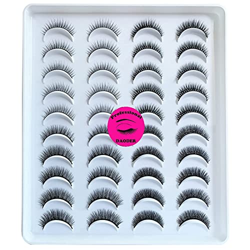 DAODER Lashes False Eyelashes Natural Short Thick Volume Simple Small Eye Lashes Pack Faux Mink Lashes Light 30 Pairs