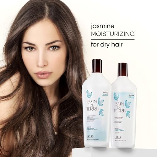 Bain de Terre Jasmine Moisturizing Shampoo, Luxurious Hydration for Dry Hair with Argan & Monoi Oils, Paraben-Free, Color-Safe, Vegan