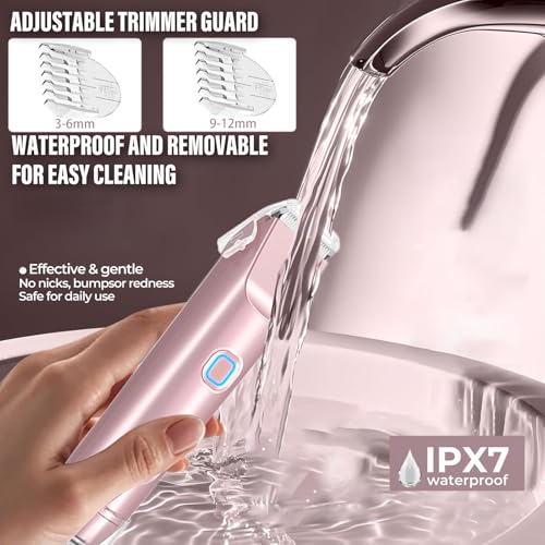 2 in 1 Women's Electric Shaver & Body Hair Trimmer - Waterproof Bikini/Intimate Shaver for Face, Armpits, Arms, Nose - Cordless Wet/Dry Use