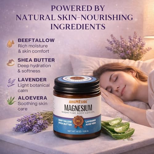 Magnesium Lotion for Sleep ? Relaxing Nighttime Magnesium Lotion with Tallow, Shea Butter & Aloe Vera, Gentle for Adults & Kids