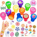 36PCS Candyland Party Favors - 24PCS Temporary Tattoos & 12PCS Stamps - Ideal Sweet Candy Themed Birthday Card Decorations Supplies Goodie Bag Cute Rewards for Boys Girls Classroom Gifts Baby Shower