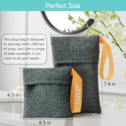 3-in-1 Exfoliating Set ? 2 Soap Saver Pouches (2 Sizes) + Dual-Textured Washcloth for Body & Face ? Eco-Friendly, Durable, Luxurious Spa Experience