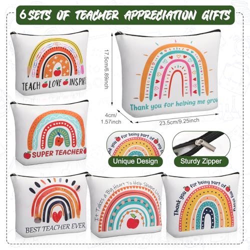 Teacher Appreciation Gifts in Bulk, 31 Pcs Teacher Gifts Thank You Gifts for Teachers from Students Includes Canvas Makeup Bags Teachers Keychains Bookmarks Ballpoint Pens Appreciation Cards Stickers