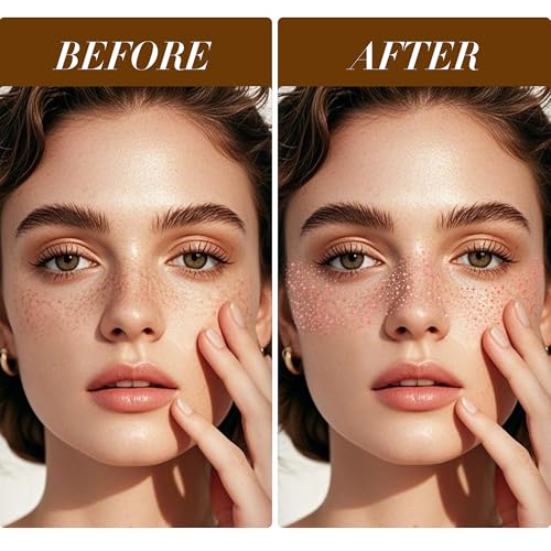 Glitter Freckles Face Tattoo, 30PCS Rose Gold Body Glitter Temporary Tattoos Sparkle Patches for Women, Waterproof Fake Freckles,Festival Rave Outfits Festival Decorations (Rose Gold)