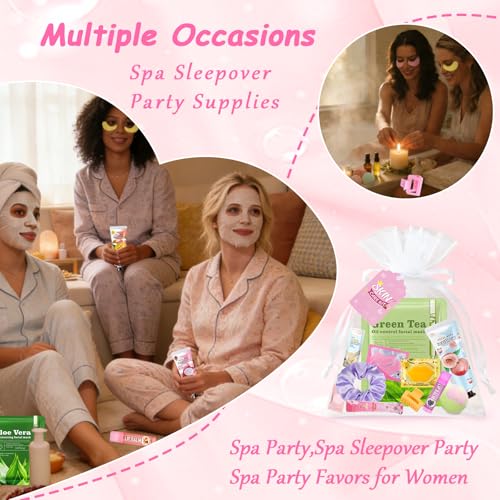 156 PCS Spa Party Supplies for Women|Spa Party Favors Include Face Masks Lip Balm Under Eye Patches |Spa Party Favors for Bridal Wedding Spa Birthday Sleepover Party Supplies Spa Sleepover Kit