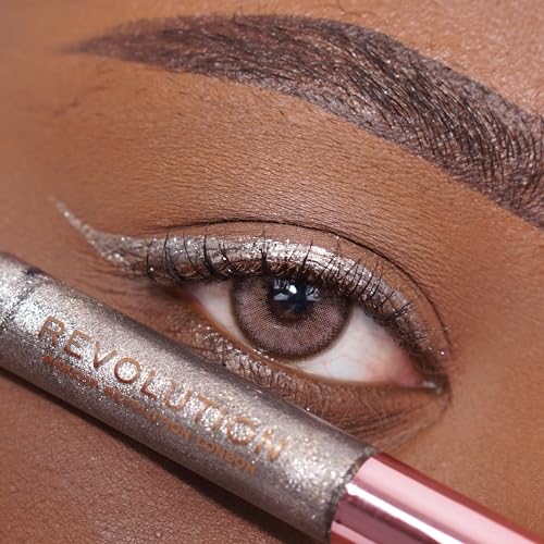 Makeup Revolution, Super Flick Liquid Eyeliner, Highly Pigmented, Silver, 0.08 fl. Oz (Pack of 2)