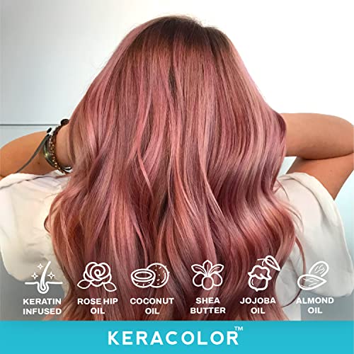 KERACOLOR Kit of 3-in-1 (Cleanse + Conditioner + Color) Rose Gold Semi-Permanent Hair Dye and Finishing Hair Spray 10oz