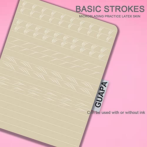 5pcs Microblading Hair Strokes Practice Latex Strokes Practice Skin Double Sided Eyebrow Inkless Fake Skin Pre-Printed and Inkless (White Outline-Hair Strokes)