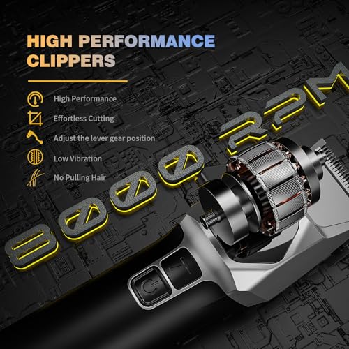 Professional Hair Clippers for Men - 8000RPM Brushless Motor & 440C Steel Blades, Barber-Grade Cordless Clippers & Trimmer Set for Fade Designs, Hair Cutting Tools for Professional Barbers