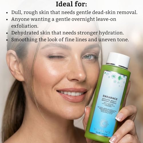 Yunasence ENAHANCE Essential Beauty Renewal Essence, 6oz. with AHA+PHA, 4-D Hyaluronic Acid. Gentle Facial Peel for Brighter, Younger, More Even Skin.