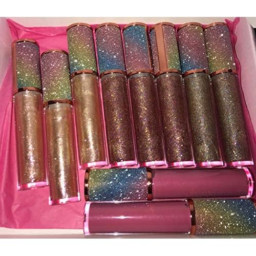 10 Pack Sparkles Rainbow Lip Gloss Wand Tubes, 5ml Empty Lip Gloss Containers, Lipgloss Lip Balm Bottles with Rubber Stoppers for Lip Gloss Balm Cosmetic Business (Sparkles Rainbow)