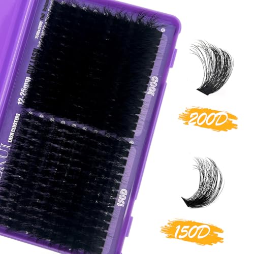 Volume Lash CLusters 12-25mm Long Cat Eye D Curl 280PCS Cluster Eyelash Extensions 150D+200D Thick DIY Lash Extesnion