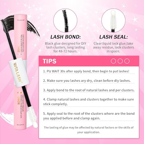 Lash Extension Kit DIY Lash Clusters 800pcs Cluster Lashes Individual Lashes Book Set Eyelash Extension Kit with Lash Bond and Seal,Lash Remover,Lash Tweezers(10D+30D+50D+80D Kit,8-16mm)