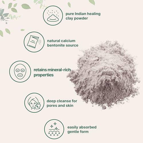 Micro Ingredients Natural Calcium Bentonite Clay Powder, 2lbs | Pure Indian Healing Clay for Body Detox & Deep Pore Cleanser | Great for Skin Care + Body & Face Mask | Gentle Absorption