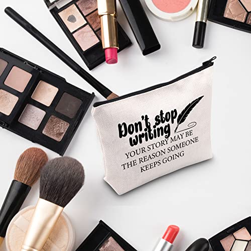 G2TUP Creative Writer Gift Don¡¯t Stop Writing Makeup Bag Future Author Cosmetic Bag Novelist Gift Writer Appreciation Gift Zipper Travel Bag