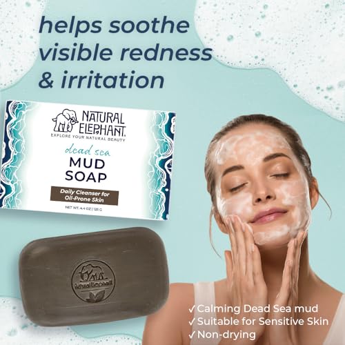 Natural Elephant Dead Sea Mud Soap Bar | Mineral-Rich Face & Body Cleanser with Natural Dead Sea Minerals | 4.4 oz (125 g) Pack of 5