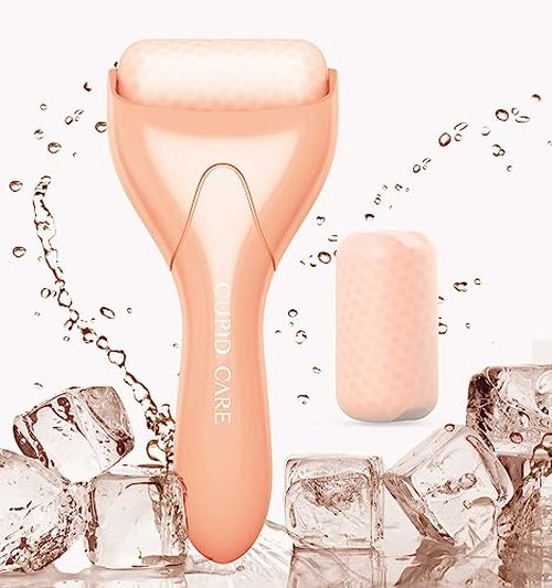 CUPID CARE Ice Roller for Face [2-Rollers], Ice Face Roller Ice Compress Facial Roller Massager for Beauty, Calms Skin, Face Roller Skin Care Tool Woman Gifts | Apricot Pink