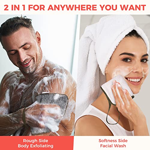 ZOMCHI 3 Pack Exfoliating Washcloth, Premium Facial and Body Wash Cloths with Softness and Scrubbing Two Sides, Bath Cloths for Women and Men (Smoke)