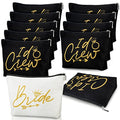 Sadnyy 11 Pieces Bridesmaid Makeup Bags I Do Crew Bachelorette Party Cosmetic Bags Bridesmaid Proposal Gifts for Women Bridal Party Favor Team Present Bridal Shower(White, Black)