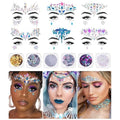 iMethod Face Jewels and Body Glitter - Face Gems, Mermaid Face Jewels Stick On, Holographic Cosmetic Face Glitter, for Festival Holiday Costumes & Halloween Alien Makeup, 12 Pcs