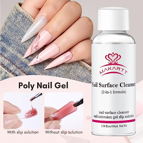 Makartt Poly Nail Gel Kit: 6 Nude Colors Solid Builder 15ML for Poly Extension Enhancement Set with Slip Solution Base Top Coat Dual Forms All in One Hard Gels for Nails Starter Supplies Kit